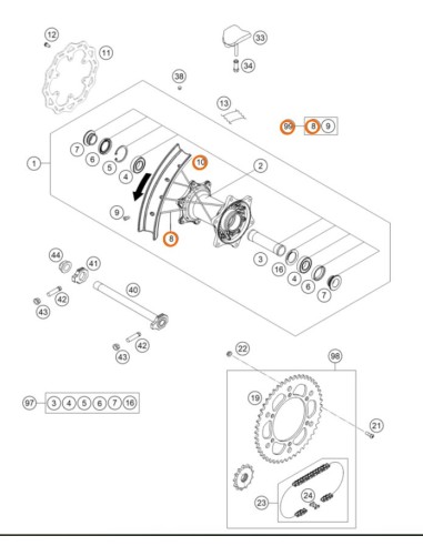 KIT RADIOS TRAS. 19" KTM/HUSQVARNA