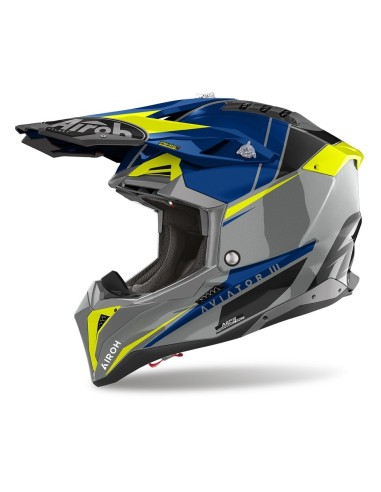 CASCO AIROH AVIATOR 3 PUSH AZUL BRILLO